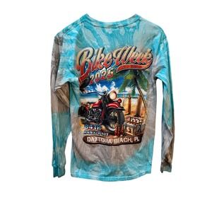 Destinations‎ USA Women Sm Blue Tie Dye Bike Week 2025 Daytona Beach Graphic Tee